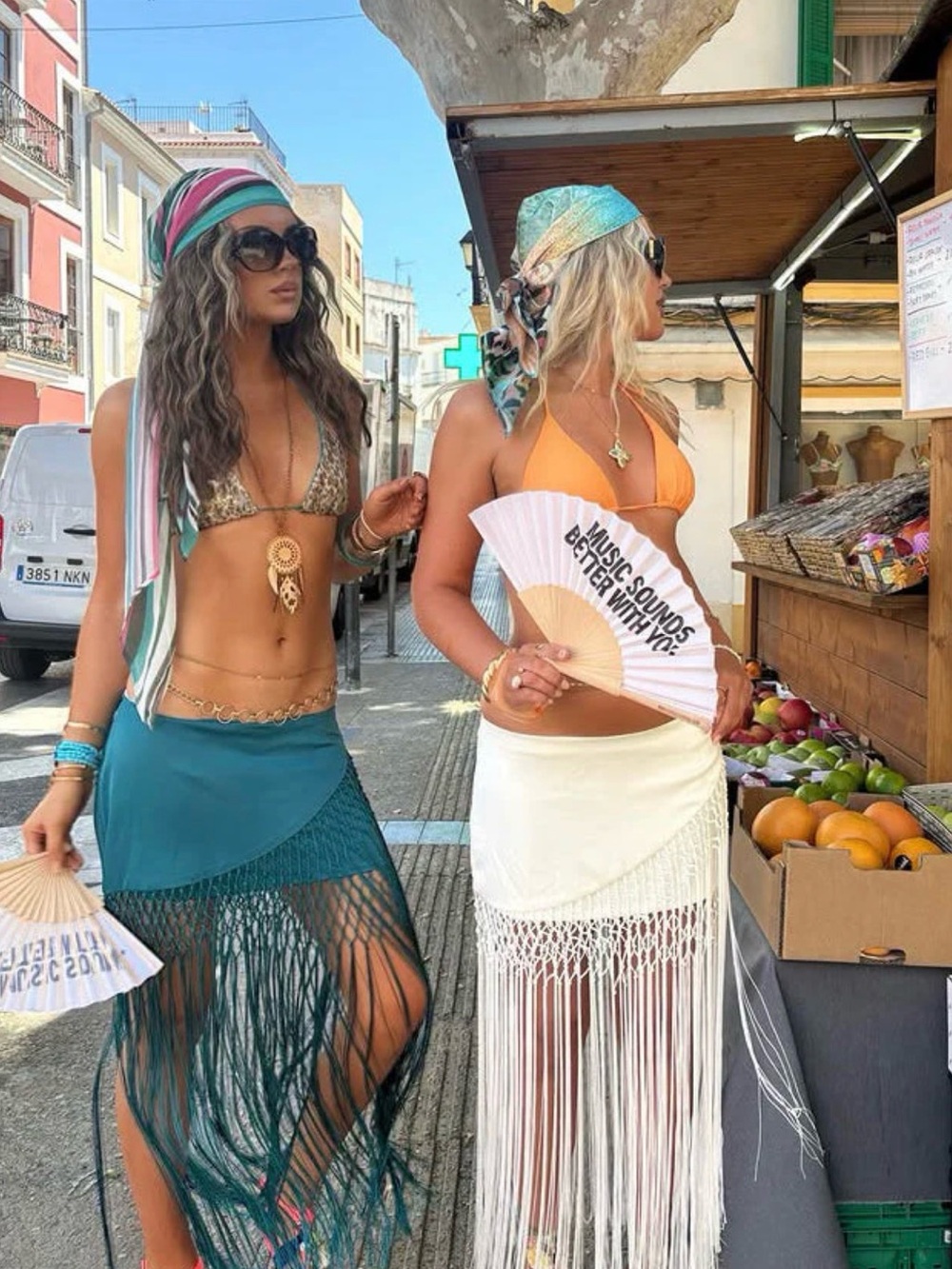 White Fox Boutique Wild Knots Fringe Skirt Ocean Teal Xs View 3